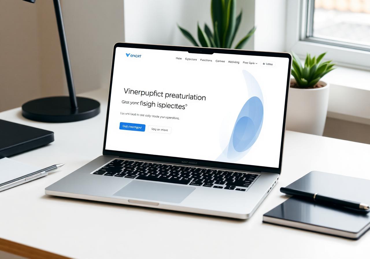 Landing page moderna em um notebook